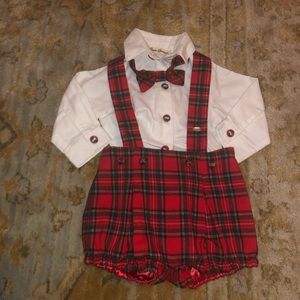 Piccola Speranza Plaid Suspender Short Set